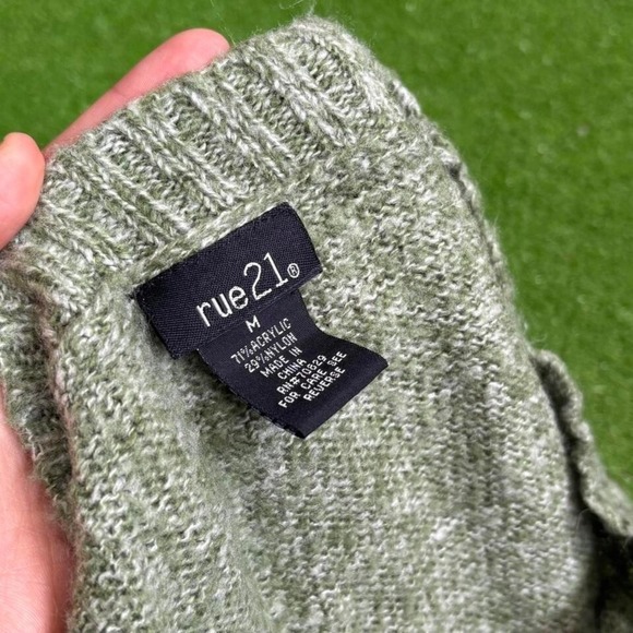 Vintage Y2K rue 21 Wide Neck Long Sleeve Green Sweater Womens Size M - Picture 5 of 5